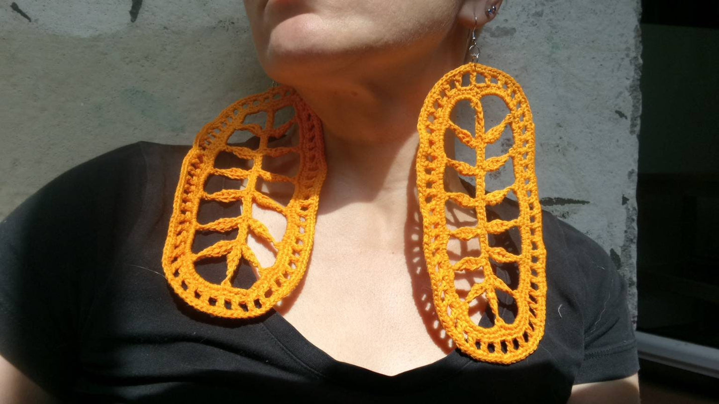 Large leaves earrings Statement dangle earrings Oversized huge earrings African earrings Unique jewelry