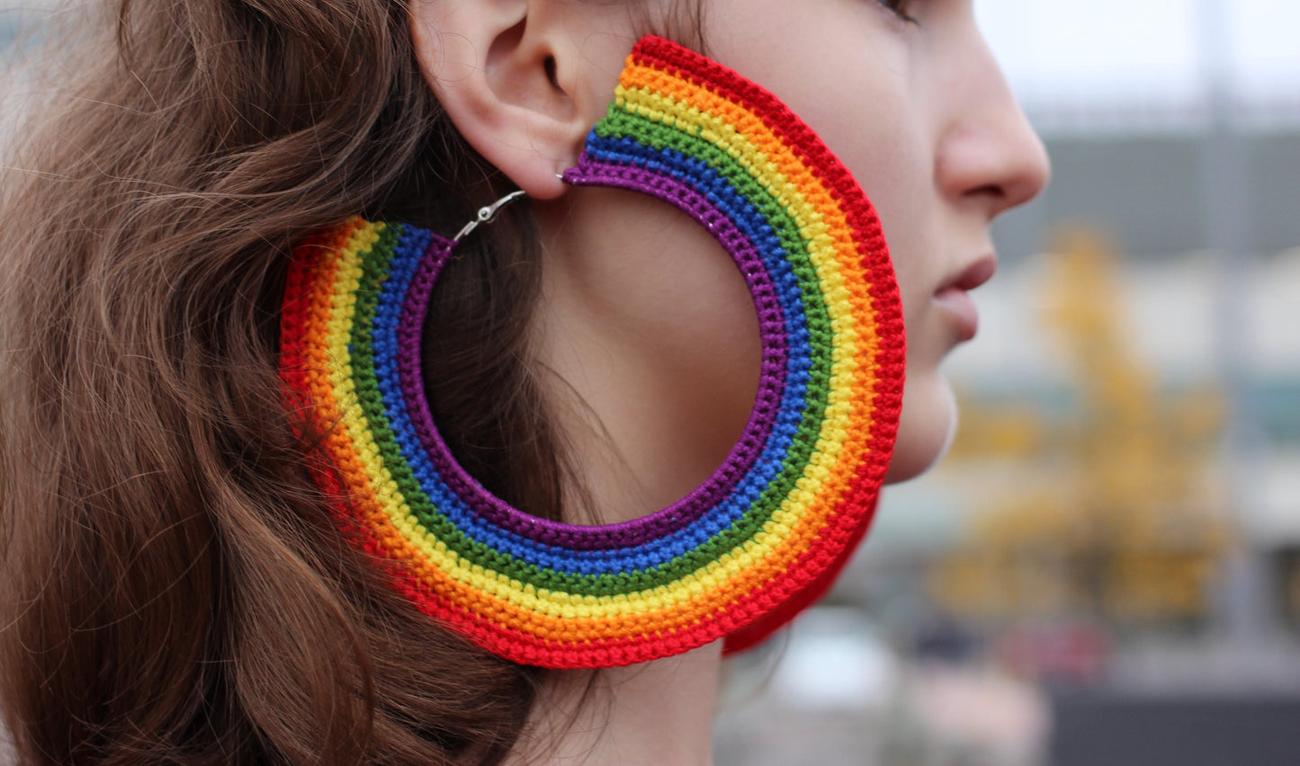 LGBTQ Earrings Rainbow Extra Large Hoops Earrings Oversize Statement Earrings LGBT Pride Gift