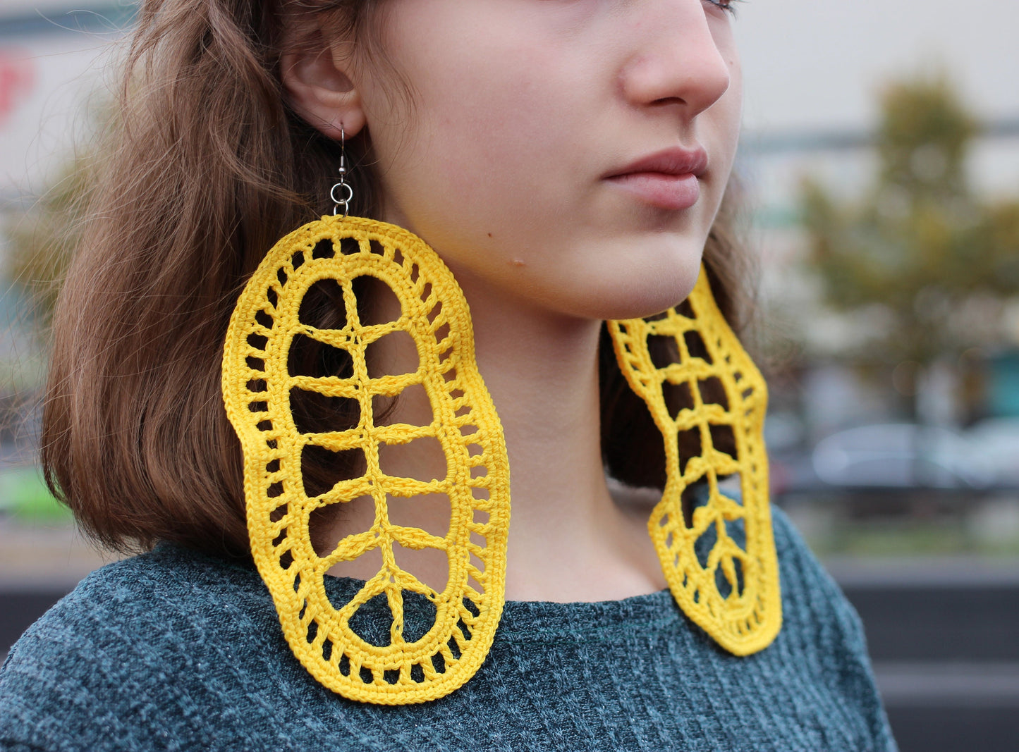 Super Extra Large Orange Earrings Leafs Earrings Oversized Boho Earrings African Earrings Unique Jewelry