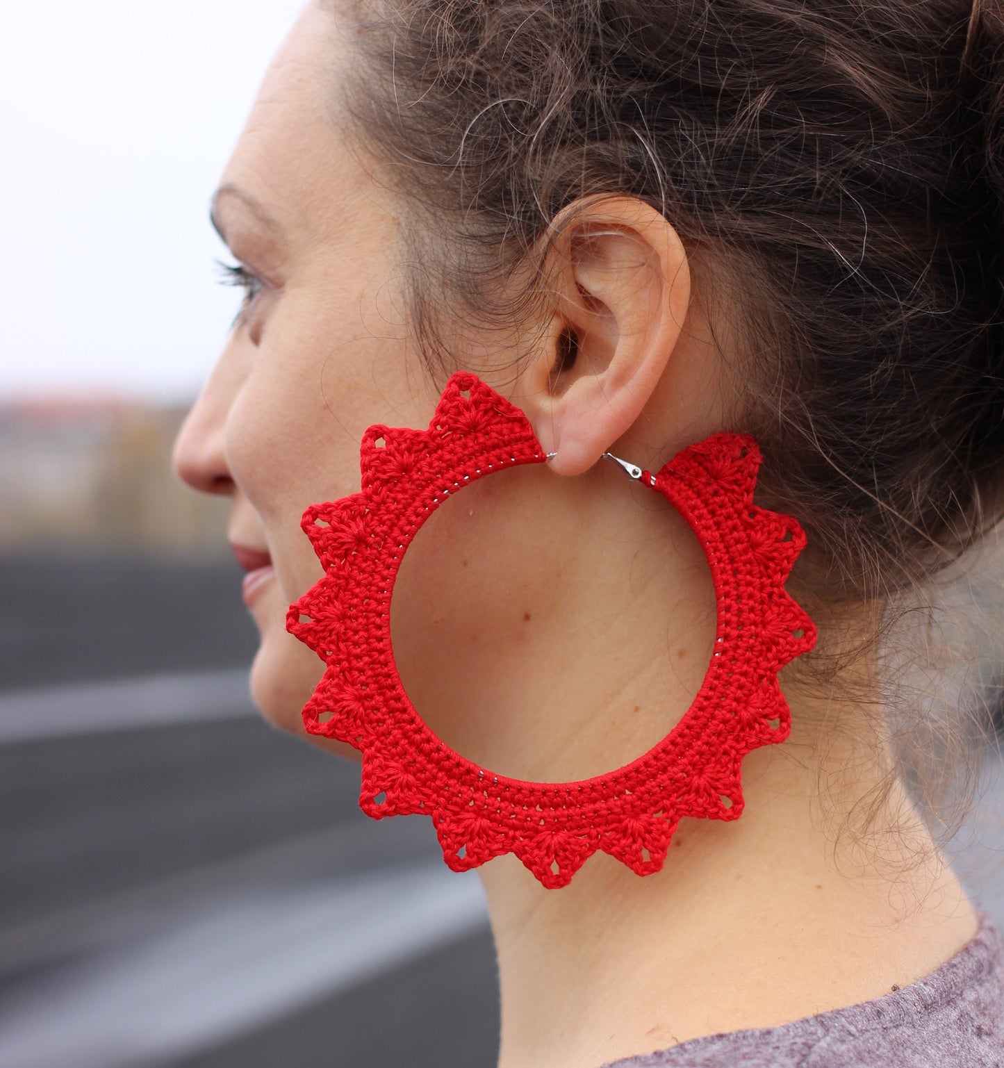 Red big earrings Red statement earrings Extra large African hoop Earrings Oversized earrings for woman