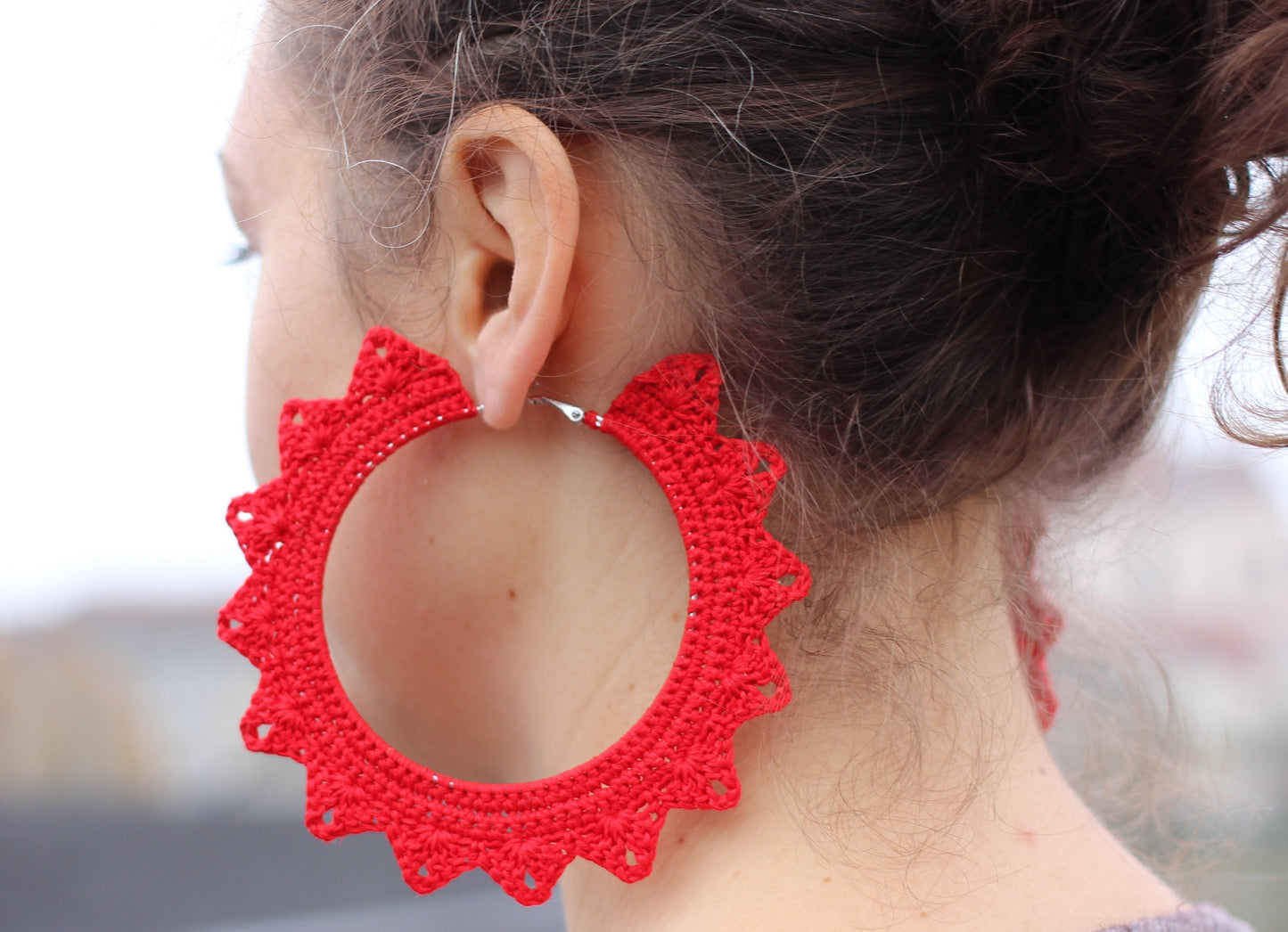 Red big earrings Red statement earrings Extra large African hoop Earrings Oversized earrings for woman