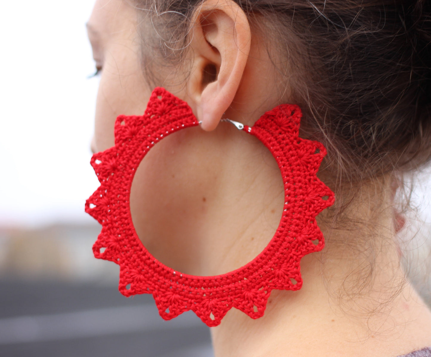 Red big earrings Red statement earrings Extra large African hoop Earrings Oversized earrings for woman