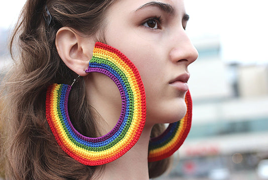 LGBTQ Earrings Rainbow Extra Large Hoops Earrings Oversize Statement Earrings LGBT Pride Gift