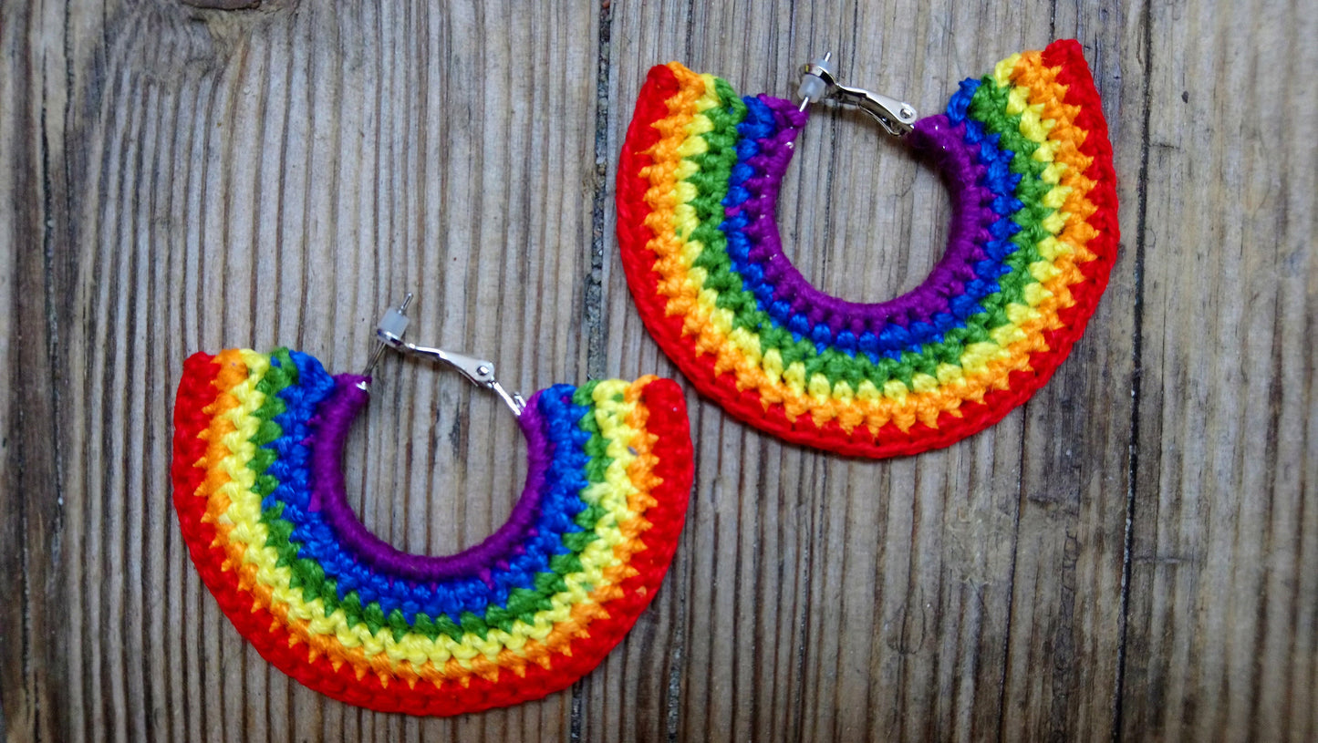 Rainbow LGBT Small Hoops Earrings African Earrings Boho Oversize Earrings LGBT Pride Earrings Gift Unisex Chunky Earrings