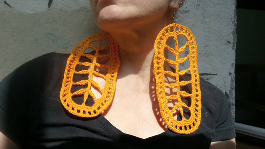 Super Extra Large Orange Earrings Leafs Earrings Oversized Boho Earrings African Earrings Unique Jewelry