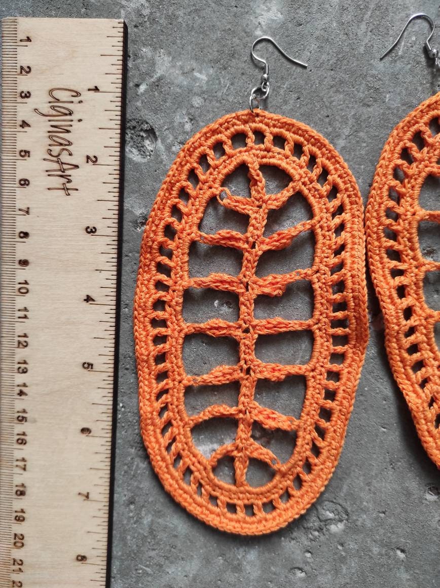 Super Extra Large Orange Earrings Leafs Earrings Oversized Boho Earrings African Earrings Unique Jewelry