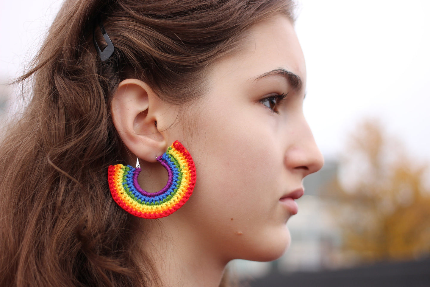 Rainbow LGBT Small Hoops Earrings African Earrings Boho Oversize Earrings LGBT Pride Earrings Gift Unisex Chunky Earrings