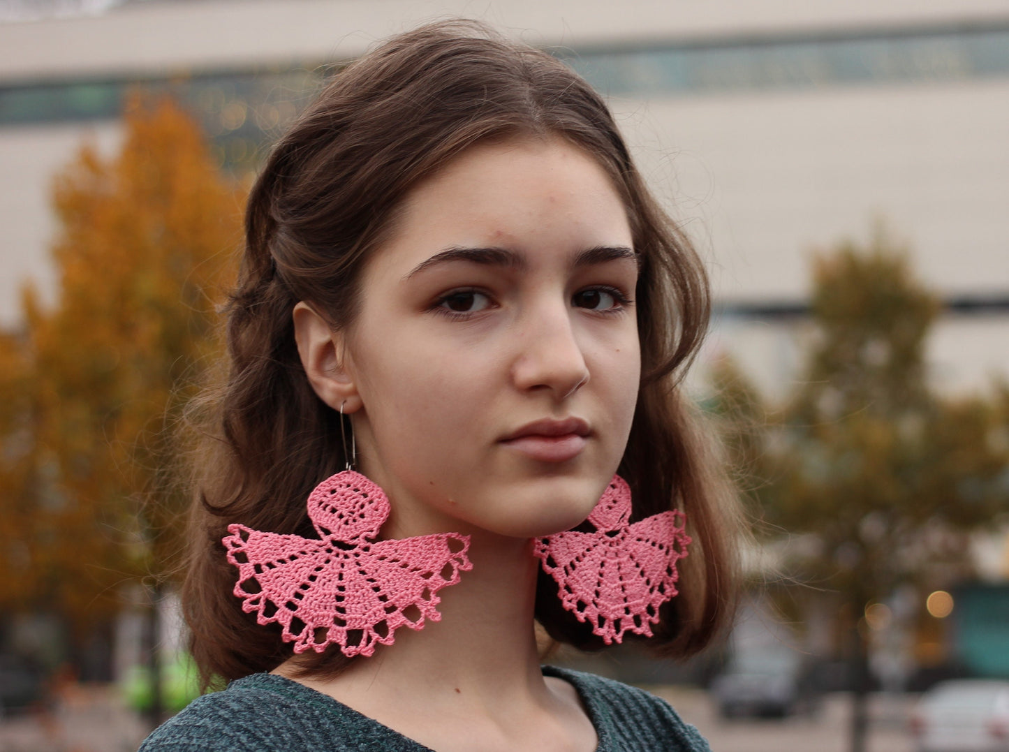 Pink Extra Large  Earrings Handmade Crochet Earring African  Earrings Bohemian Oversized Earrings