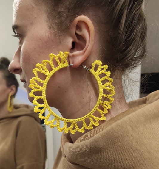 Yellow large hoop earrings for woman Oversized huge African earrings Large earrings for woman