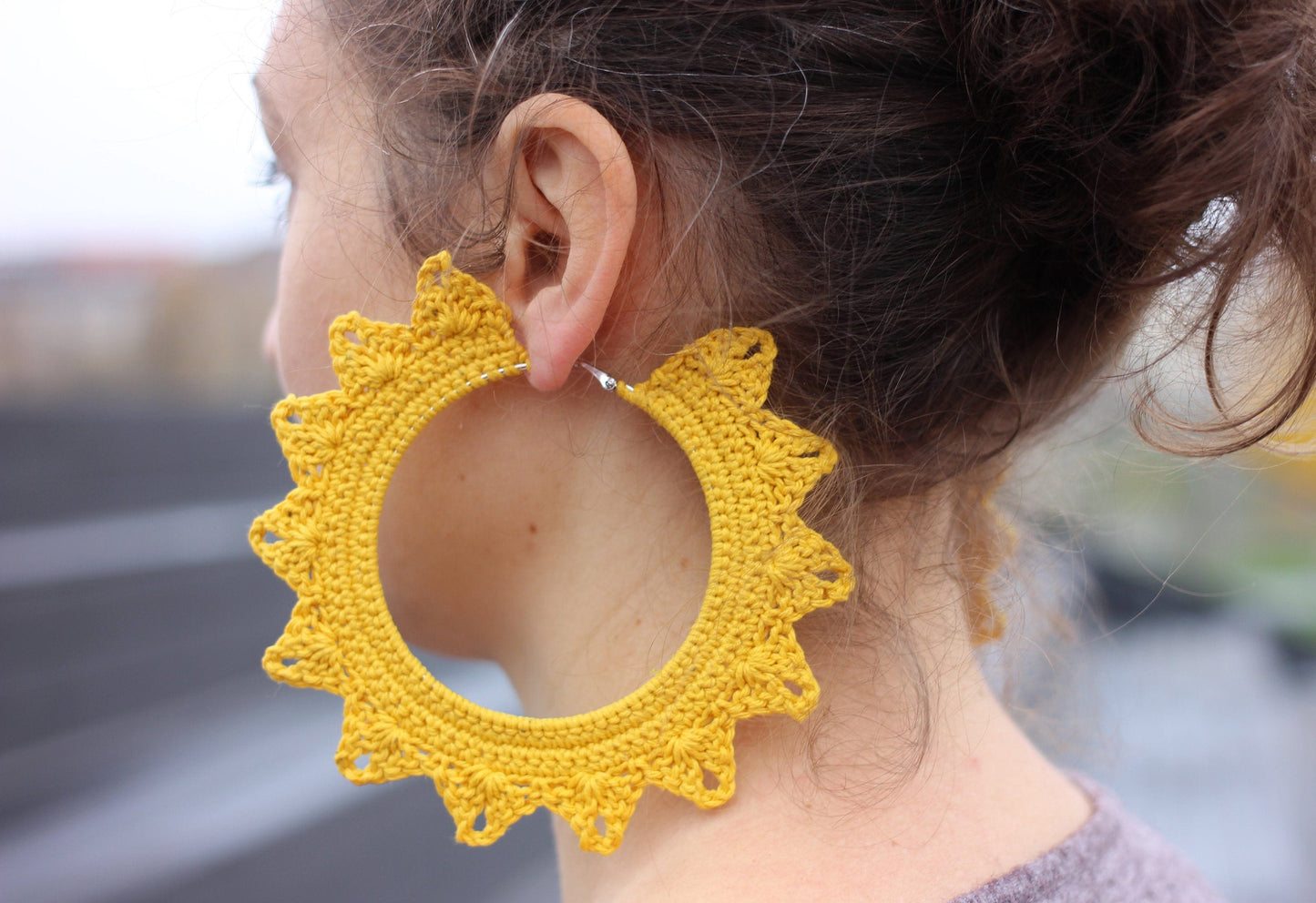 Yellow extra large hoops Earrings Large bohemian earrings Statement African hoop earrings for woman