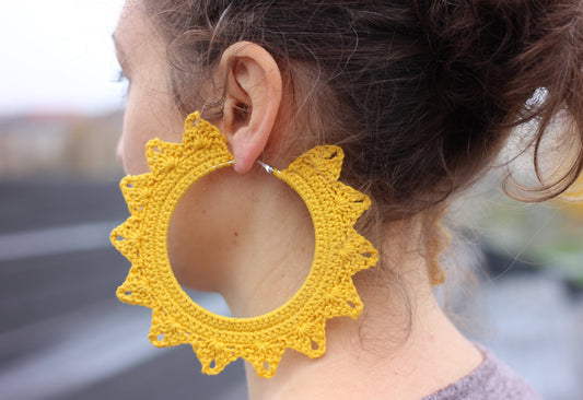 Yellow extra large hoops Earrings Large bohemian earrings Statement African hoop earrings for woman