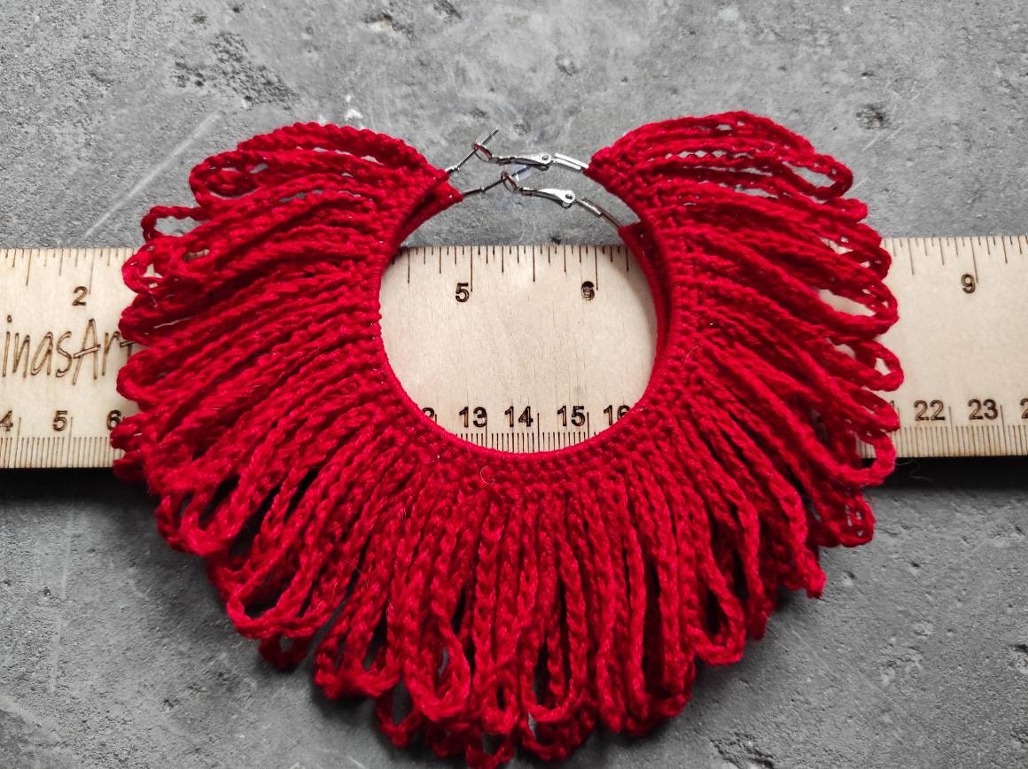 Red huge earrings Red extra large hoop earrings African statement earrings for woman