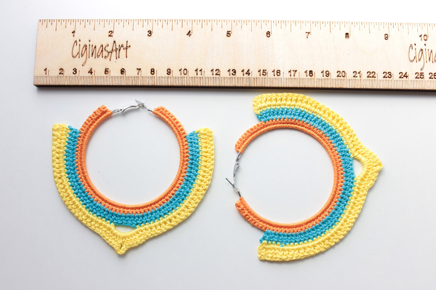 Cien yellow orange chunky hoop earrings Oversize Boho statement earrings