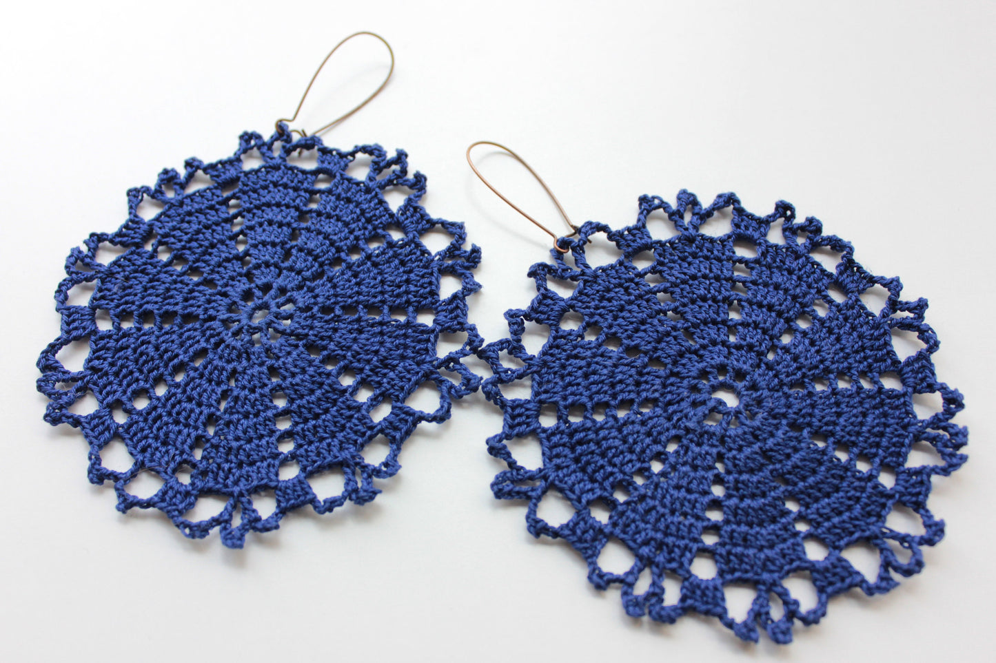 Royal blue large circle earrings