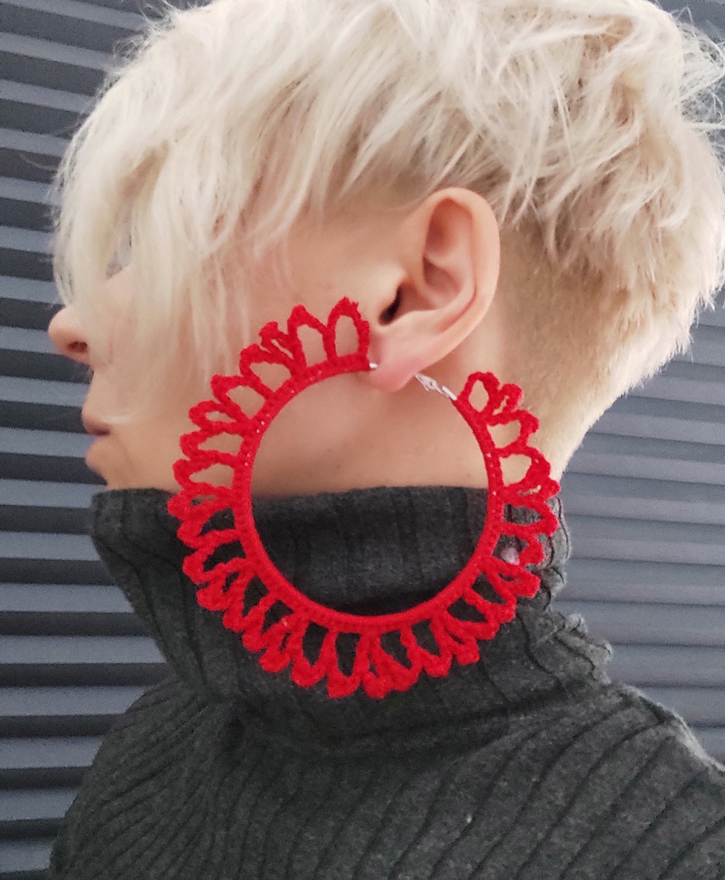 Red earrings  Statement large oversized hoop earrings Huge giant hoop earrings African earrings