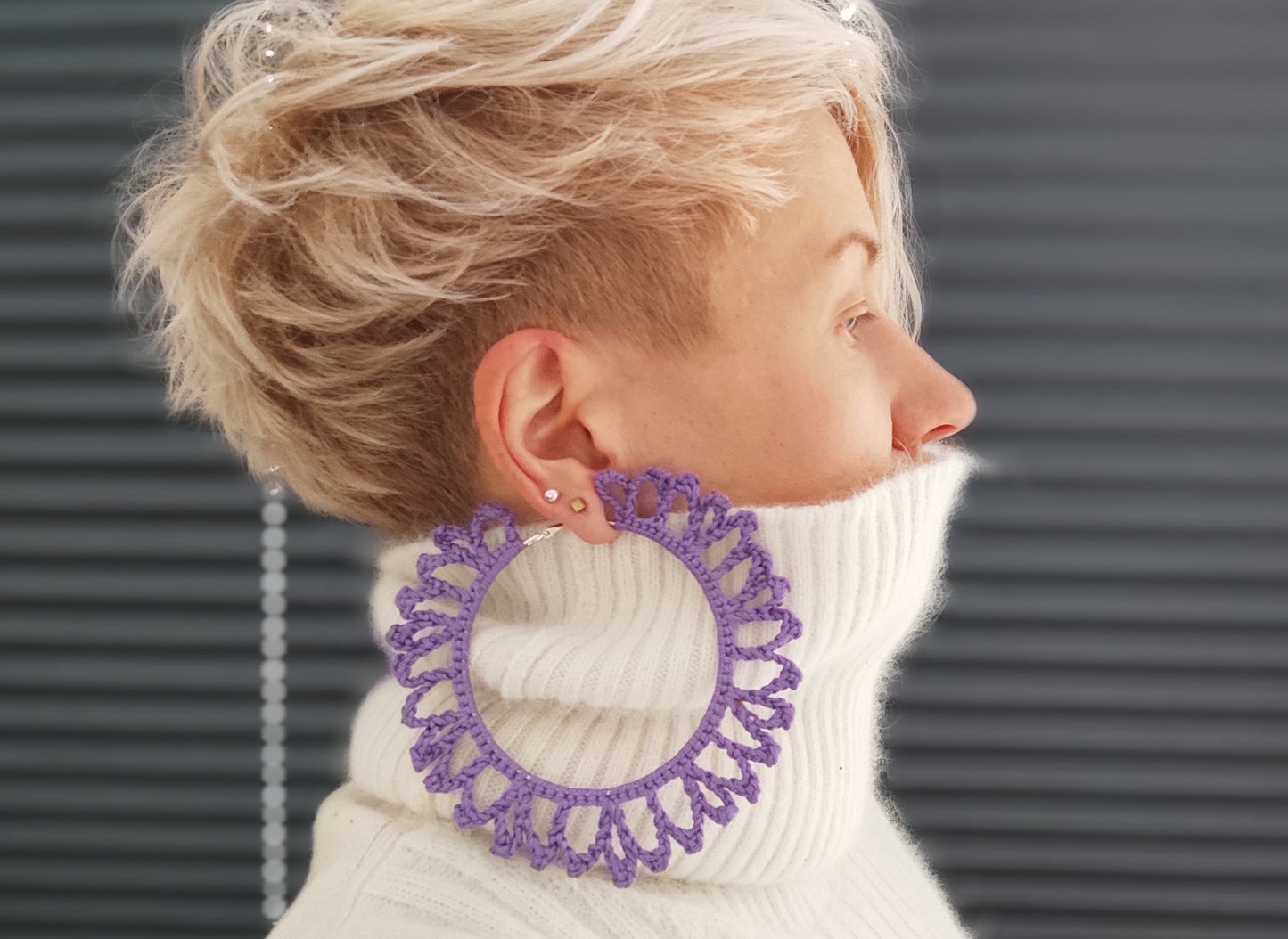 Purple huge earrings African statement oversized hoop earrings Extra large Boho hoop earrings