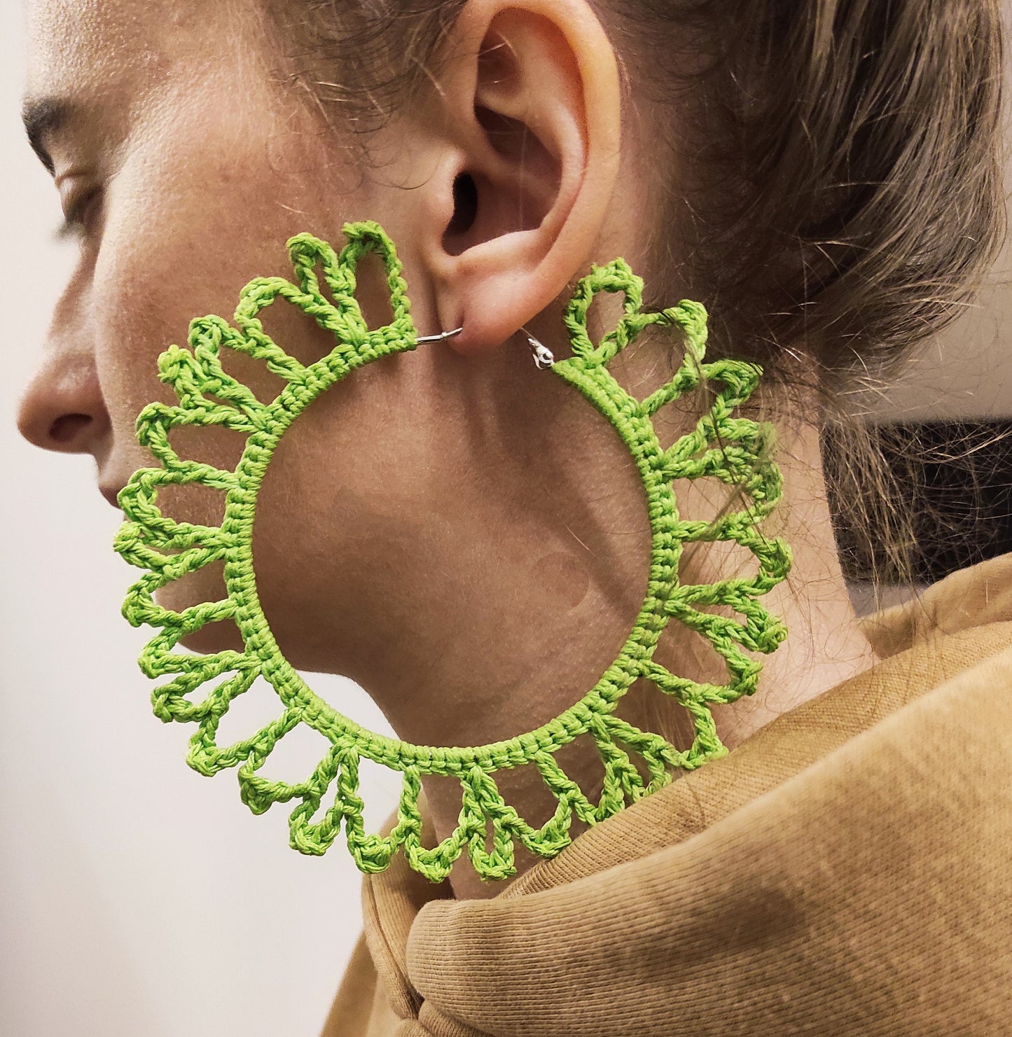 Green oversized hoop earrings Green large earrings for woman Rainbow pride earrings