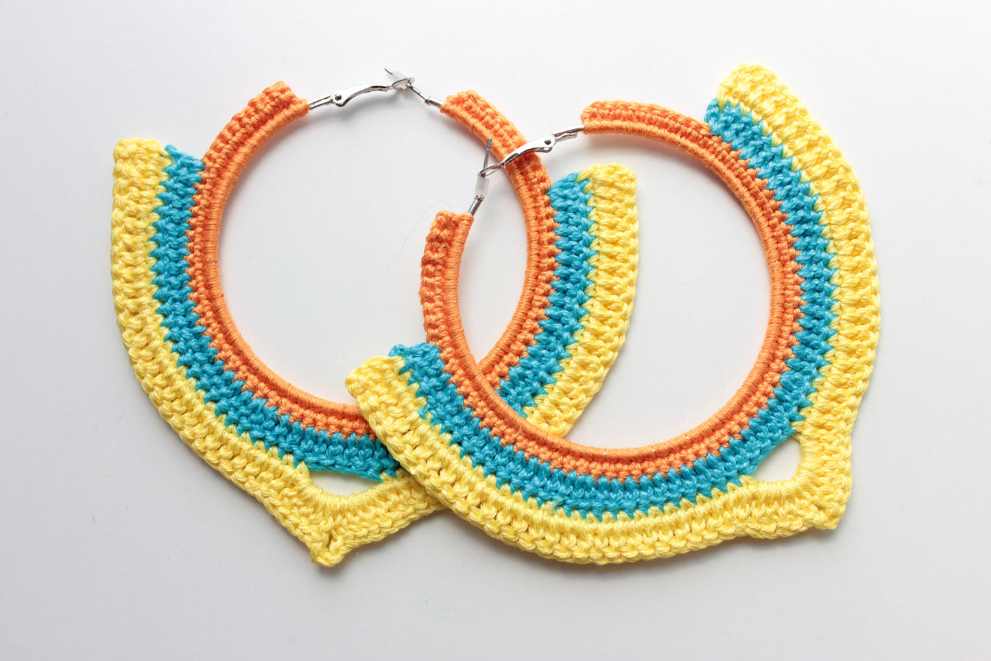 Cien yellow orange chunky hoop earrings Oversize Boho statement earrings