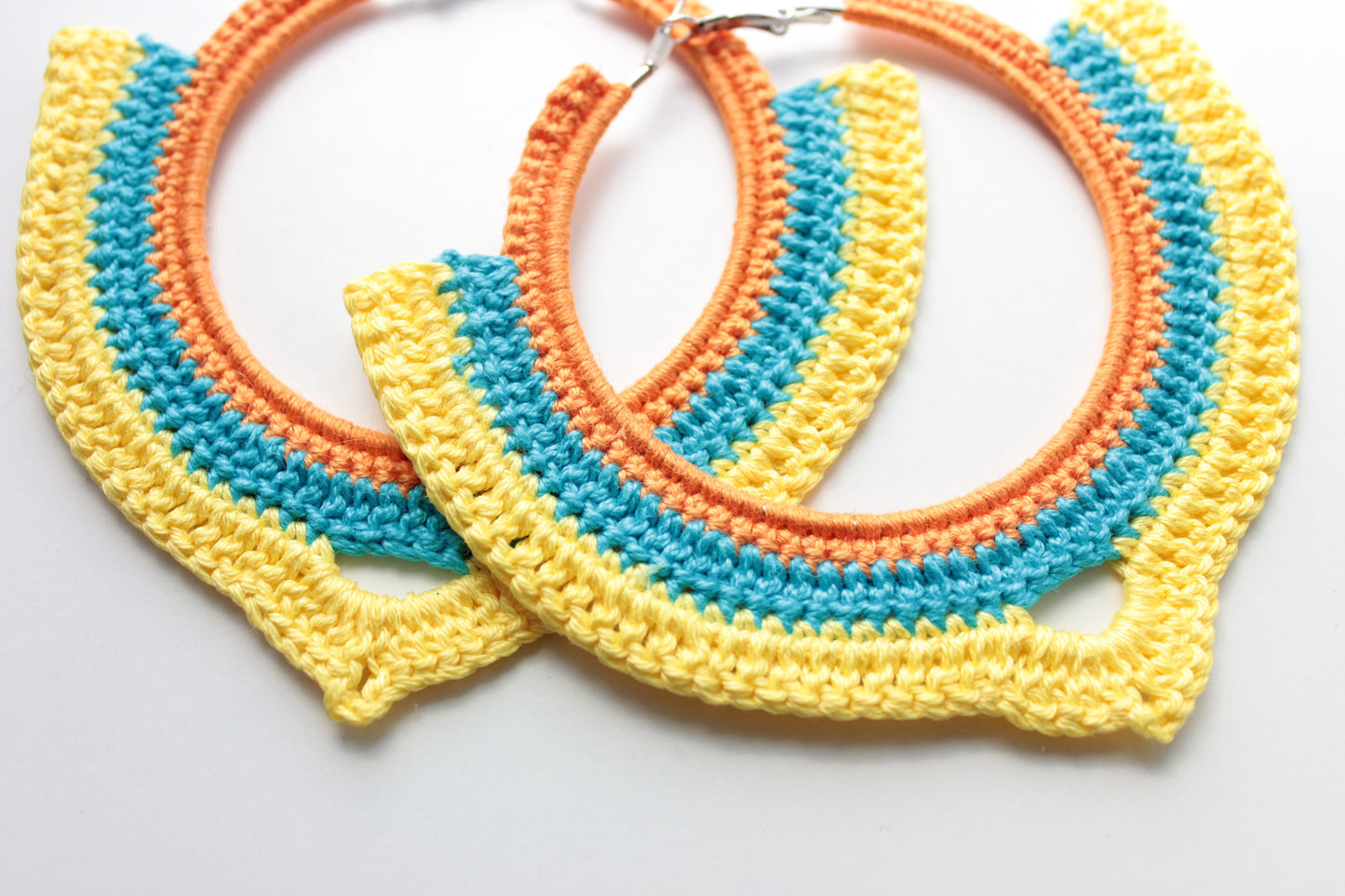 Cien yellow orange chunky hoop earrings Oversize Boho statement earrings