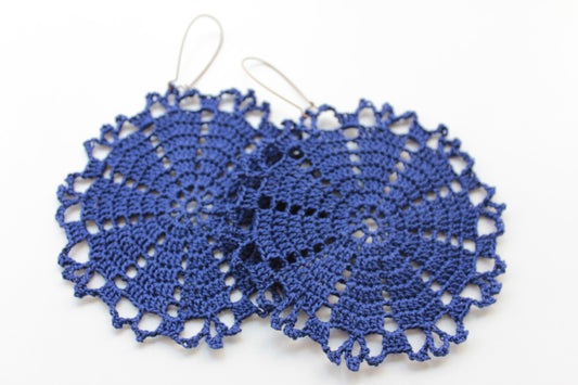 Royal blue large circle earrings