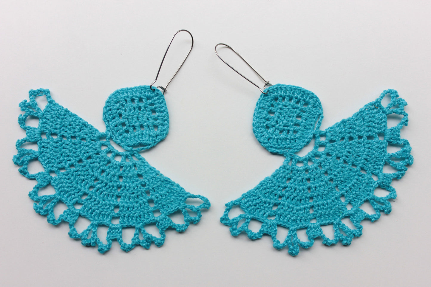 Half circle turquoise large dangle earrings Boho oversized cien lace earrings