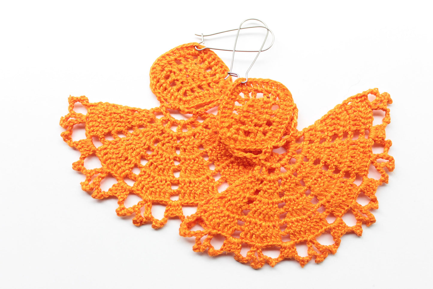 Orange Extra Large Earrings Handmade Crochet Pumpkin  Earrings African  Earrings Bohemian Oversized Earrings