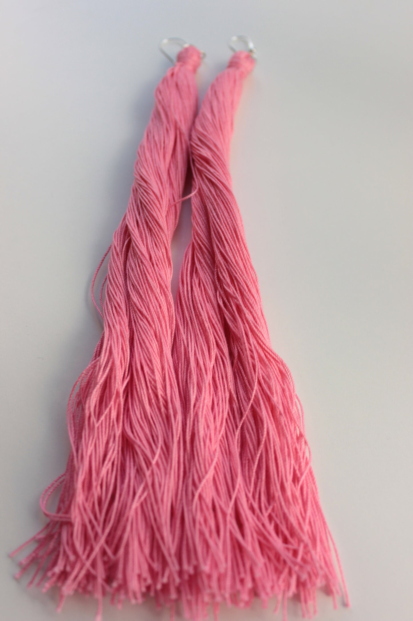 Pink long tassels earrings 10-inch length tassels earrings Statement tassels earrings Extra long drop earrings