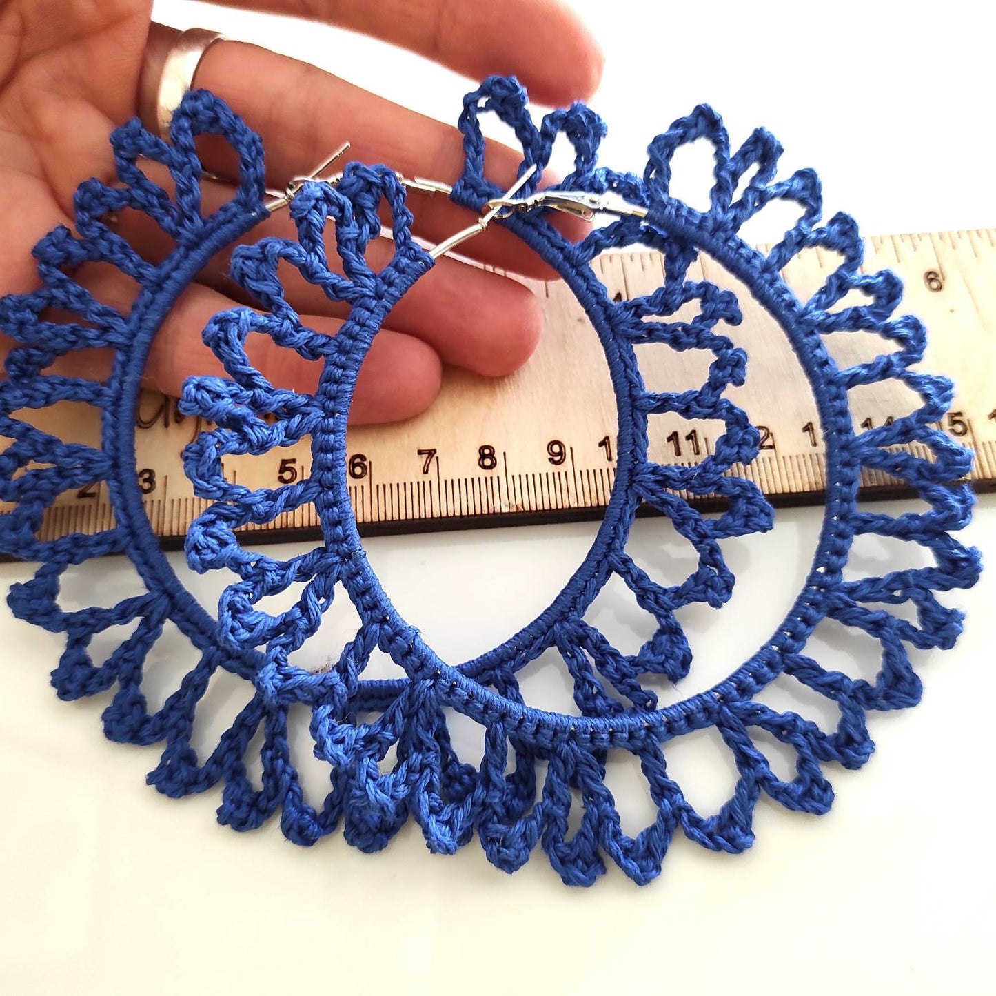 Royal Blue large earrings African statement oversized hoop earrings Extra large Boho hoop earrings