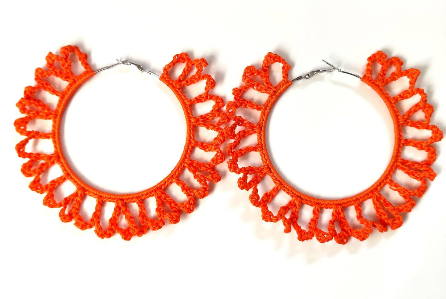 Orange oversized hoop earrings Yellow large earrings for woman Pride earrings