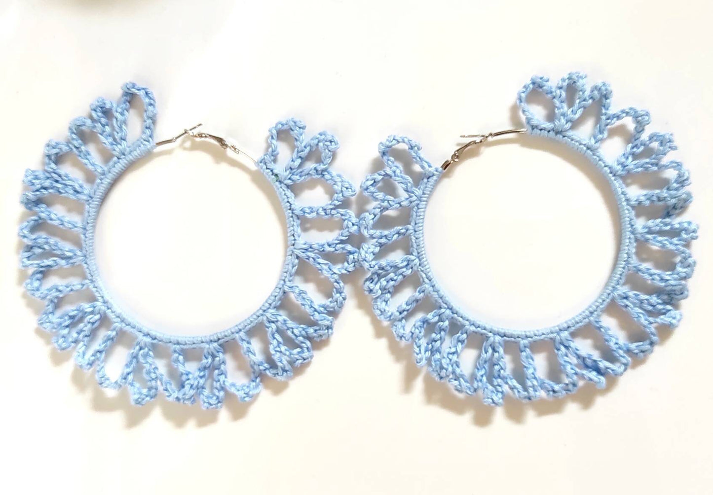 Light blue huge earrings African statement oversized hoop earrings Extra large Boho hoop earrings for woman