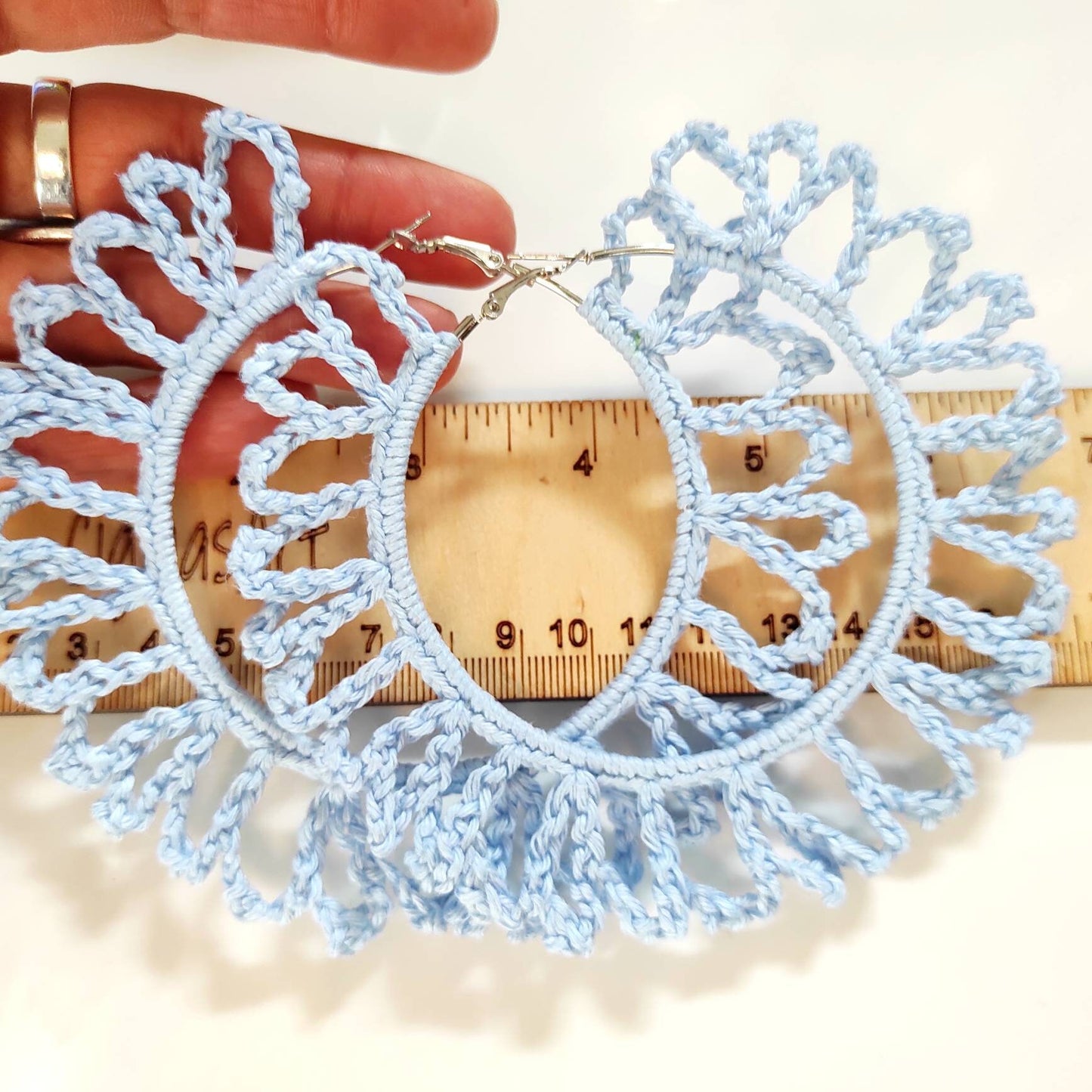 Light blue huge earrings African statement oversized hoop earrings Extra large Boho hoop earrings for woman