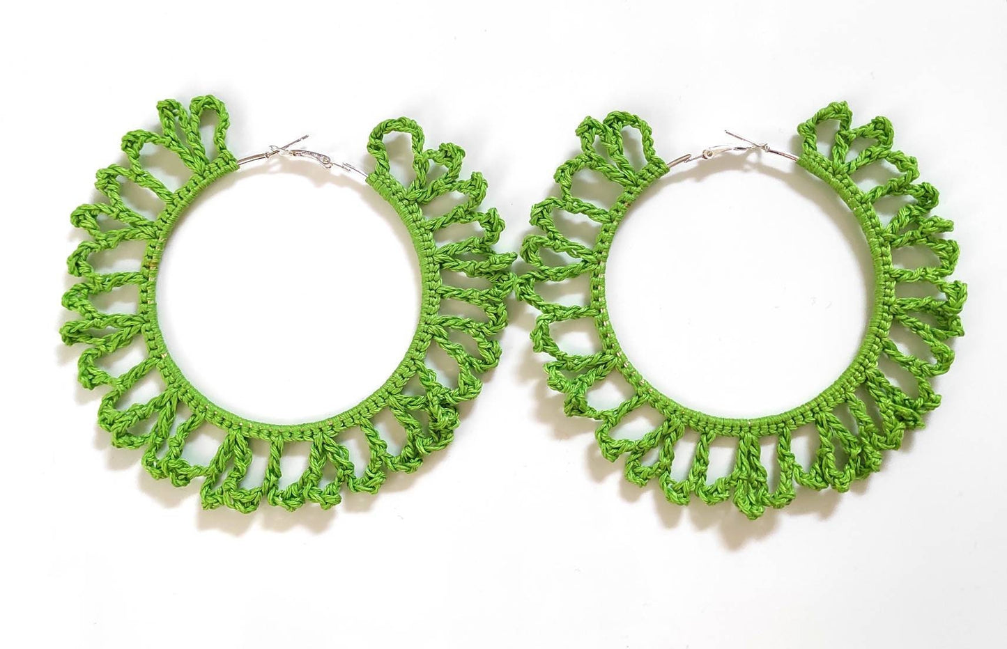 Green oversized hoop earrings Green large earrings for woman Rainbow pride earrings