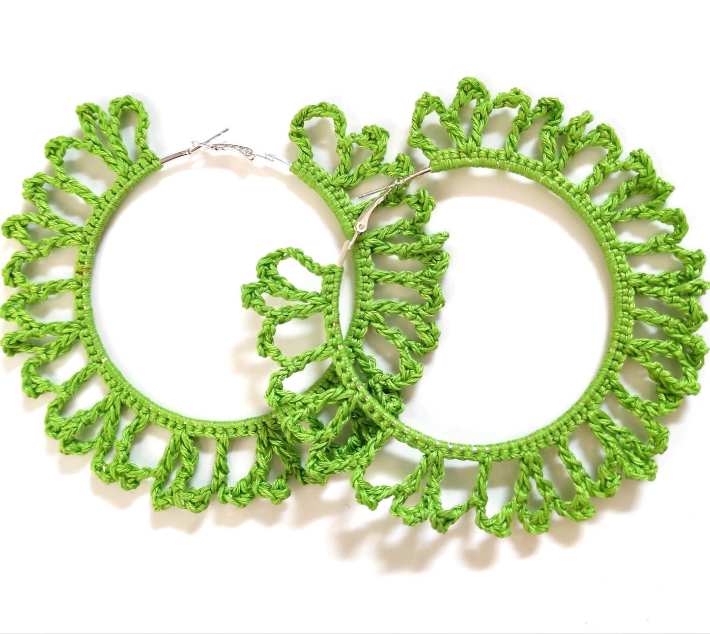 Green oversized hoop earrings Green large earrings for woman Rainbow pride earrings