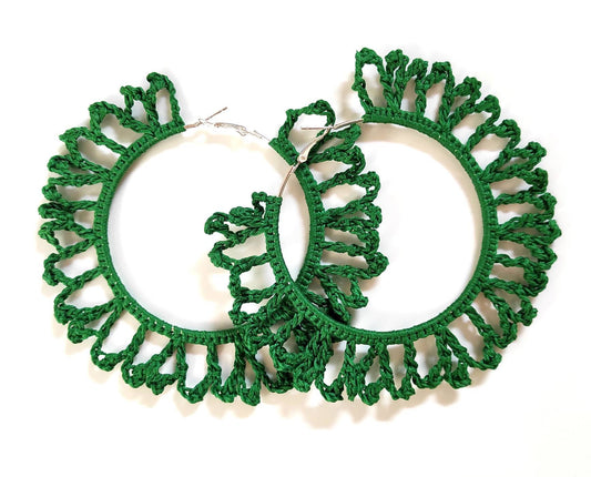 Green earrings huge Emerald statement hoop earrings African large hoop earrings Oversized earrings for woman