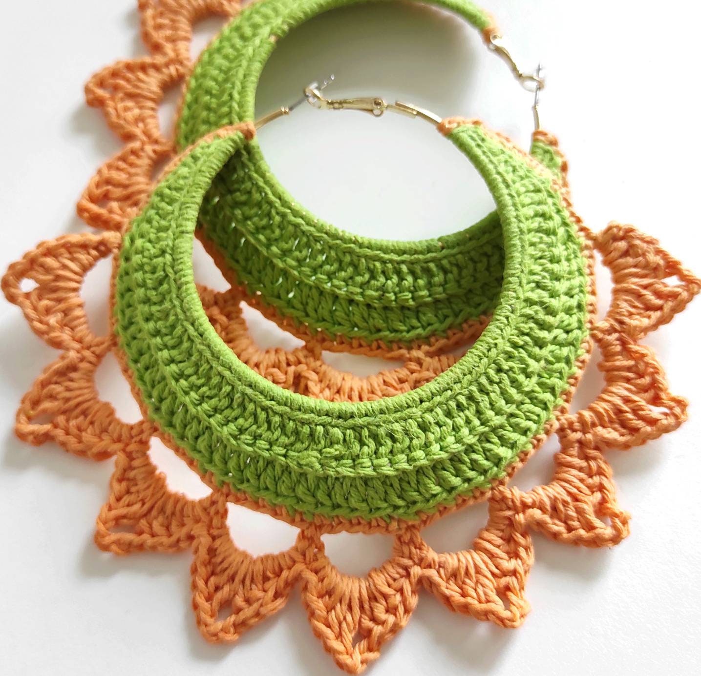 Orange green large hoop earrings for woman Oversized African statement hoop earrings