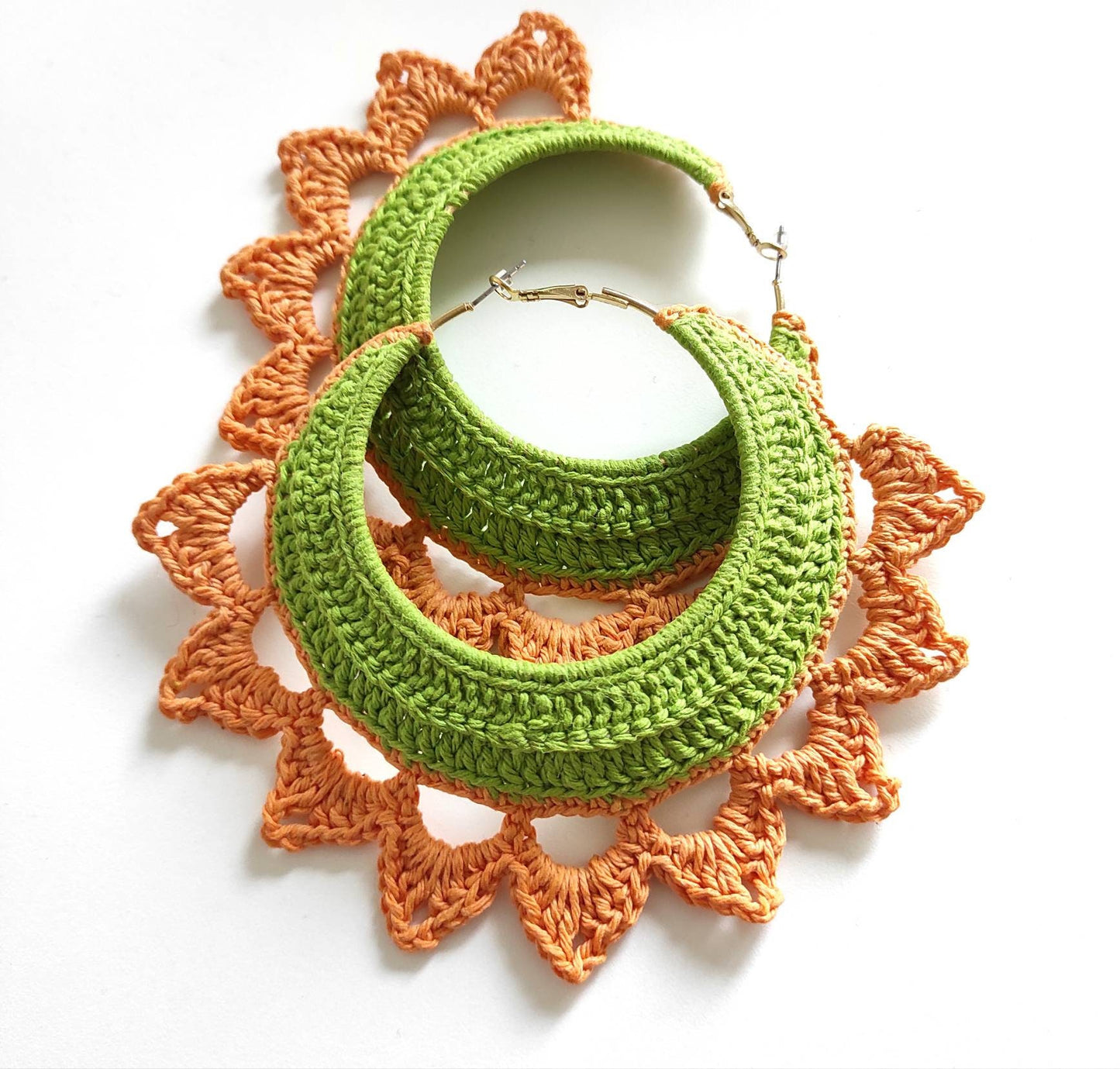 Orange green large hoop earrings for woman Oversized African statement hoop earrings