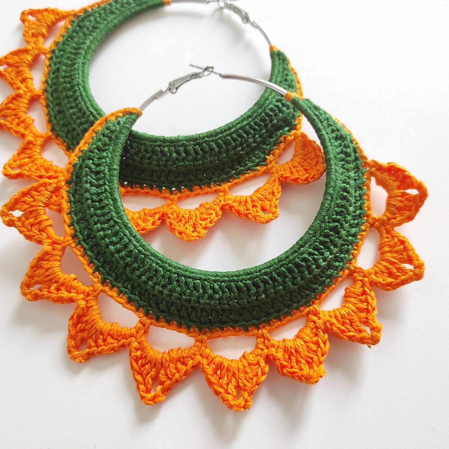 Green orange large hoop earrings Oversized statement Boho Earrings