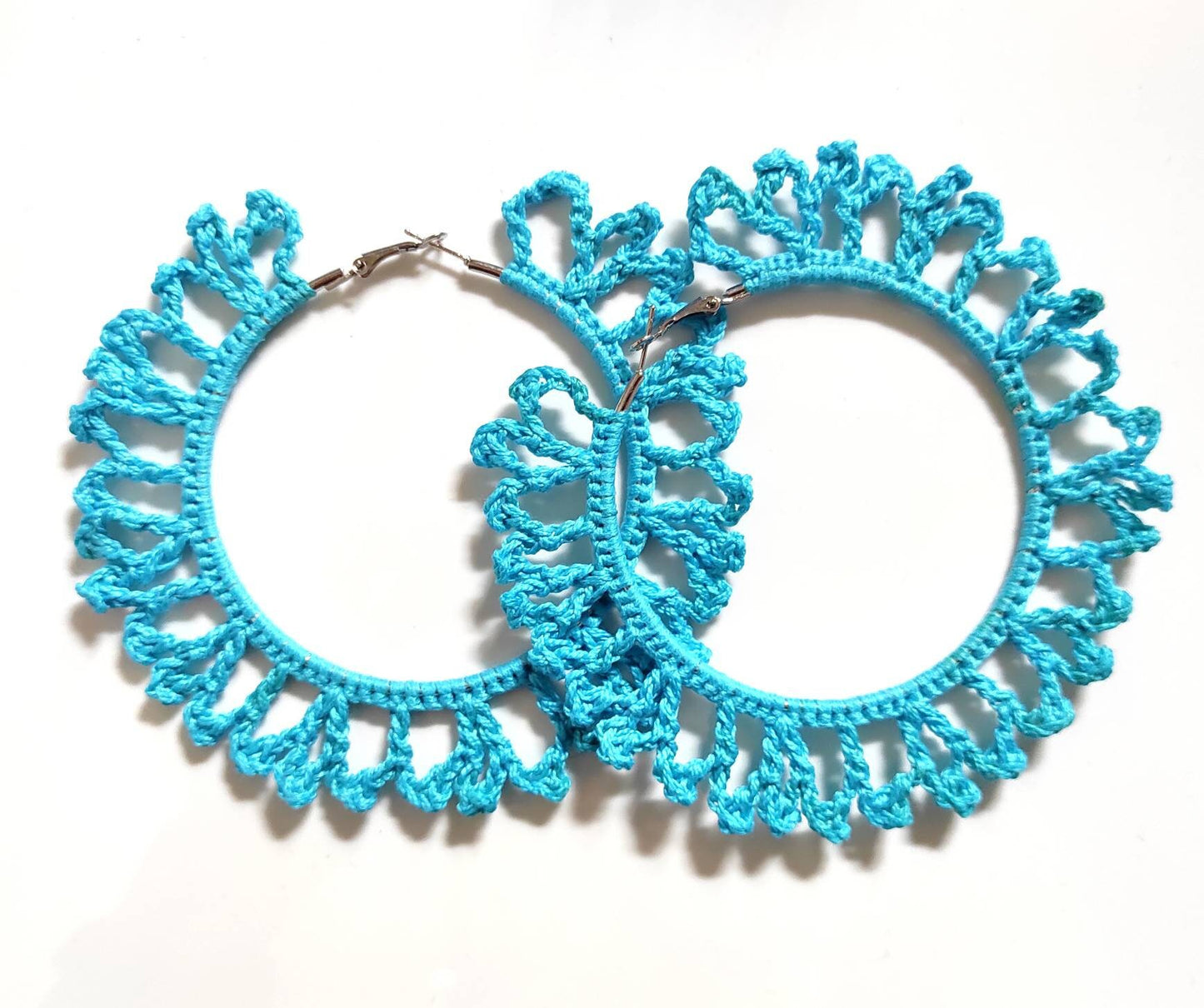 Blue hoop earrings African cien statement oversized hoop earrings