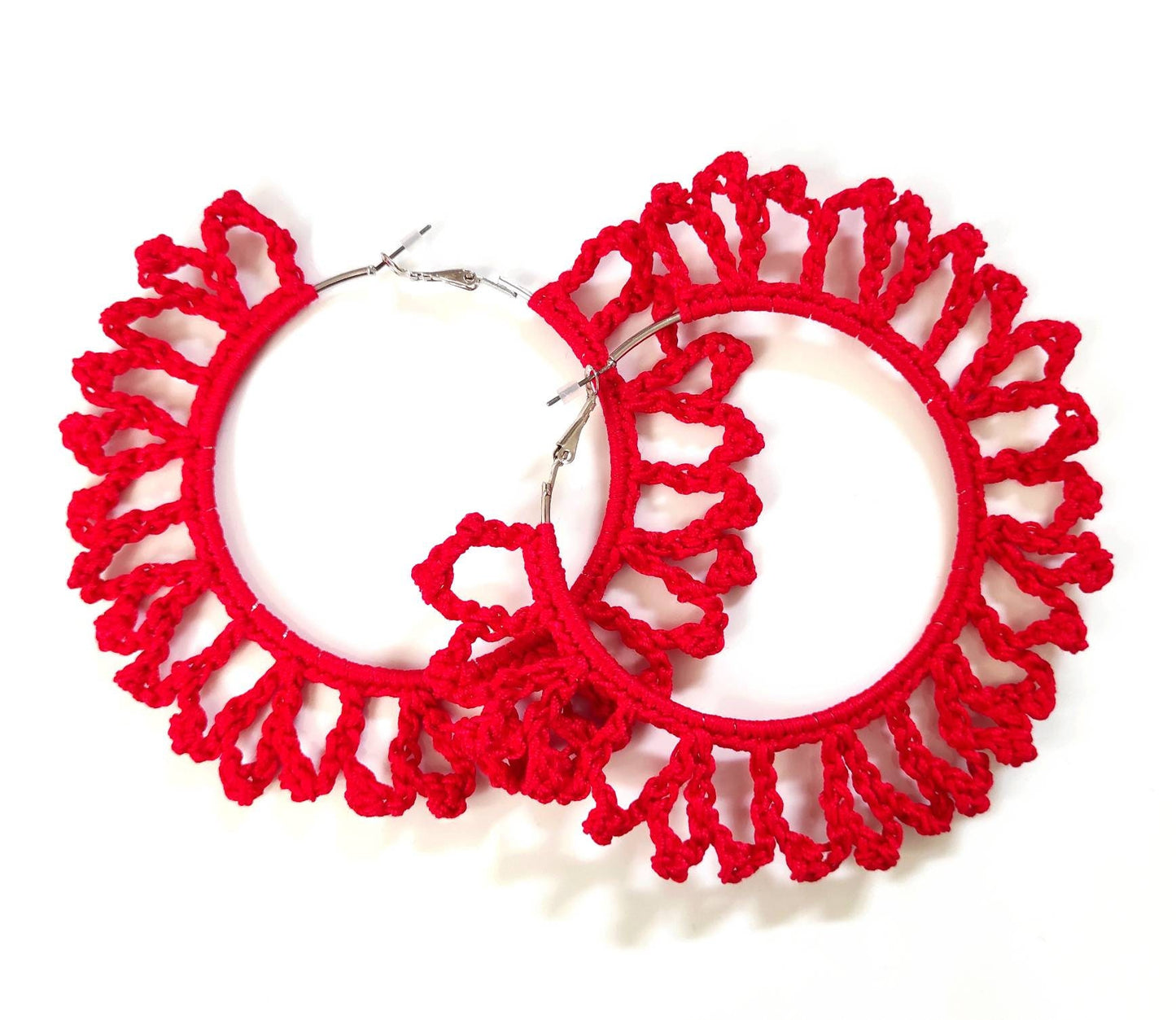 Red earrings  Statement large oversized hoop earrings Huge giant hoop earrings African earrings