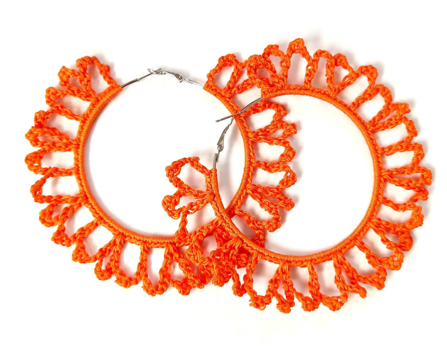 Orange oversized hoop earrings Yellow large earrings for woman Pride earrings