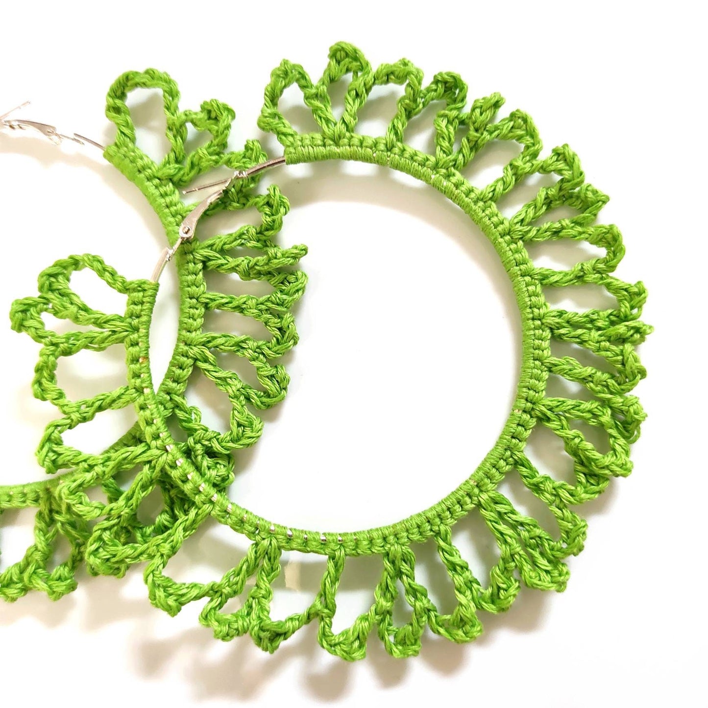 Green oversized hoop earrings Green large earrings for woman Rainbow pride earrings