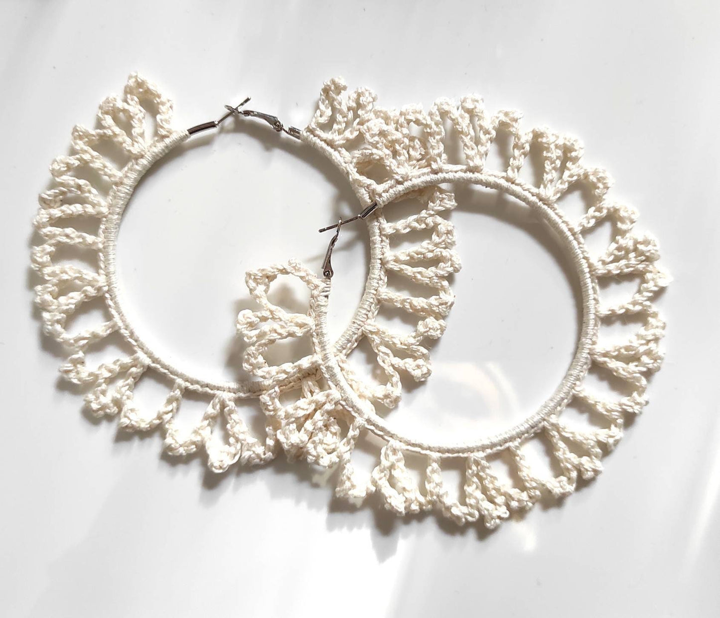 Ivory statement earrings Large hoop earrings African beige oversized hoop earrings