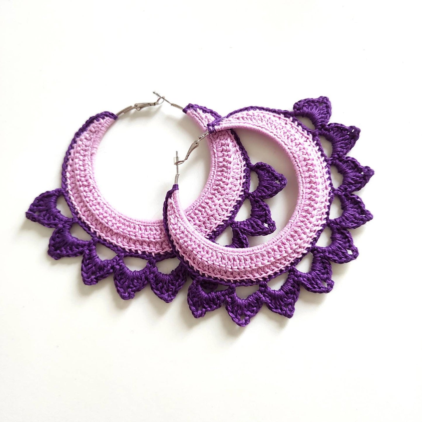 Pink purple large hoop earrings Oversized statement hoop earrings for woman