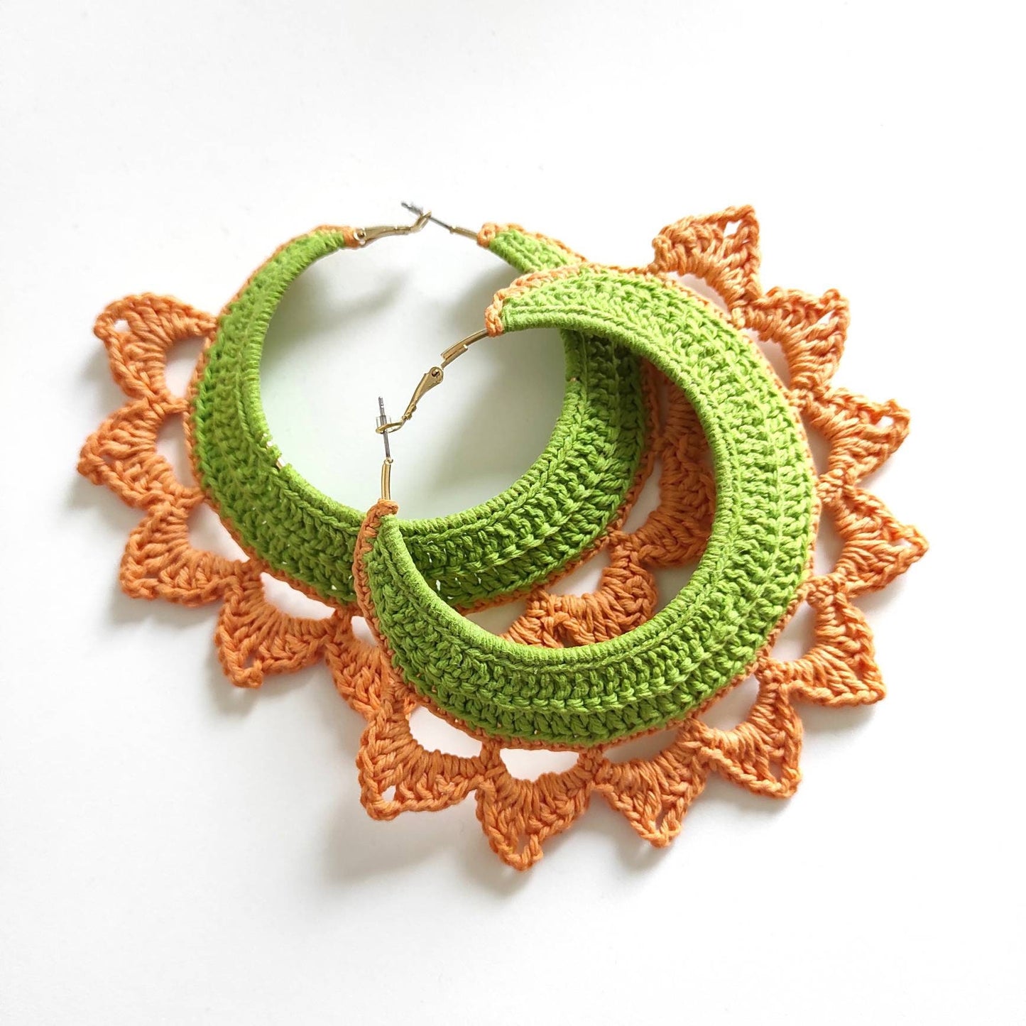 Orange green large hoop earrings for woman Oversized African statement hoop earrings