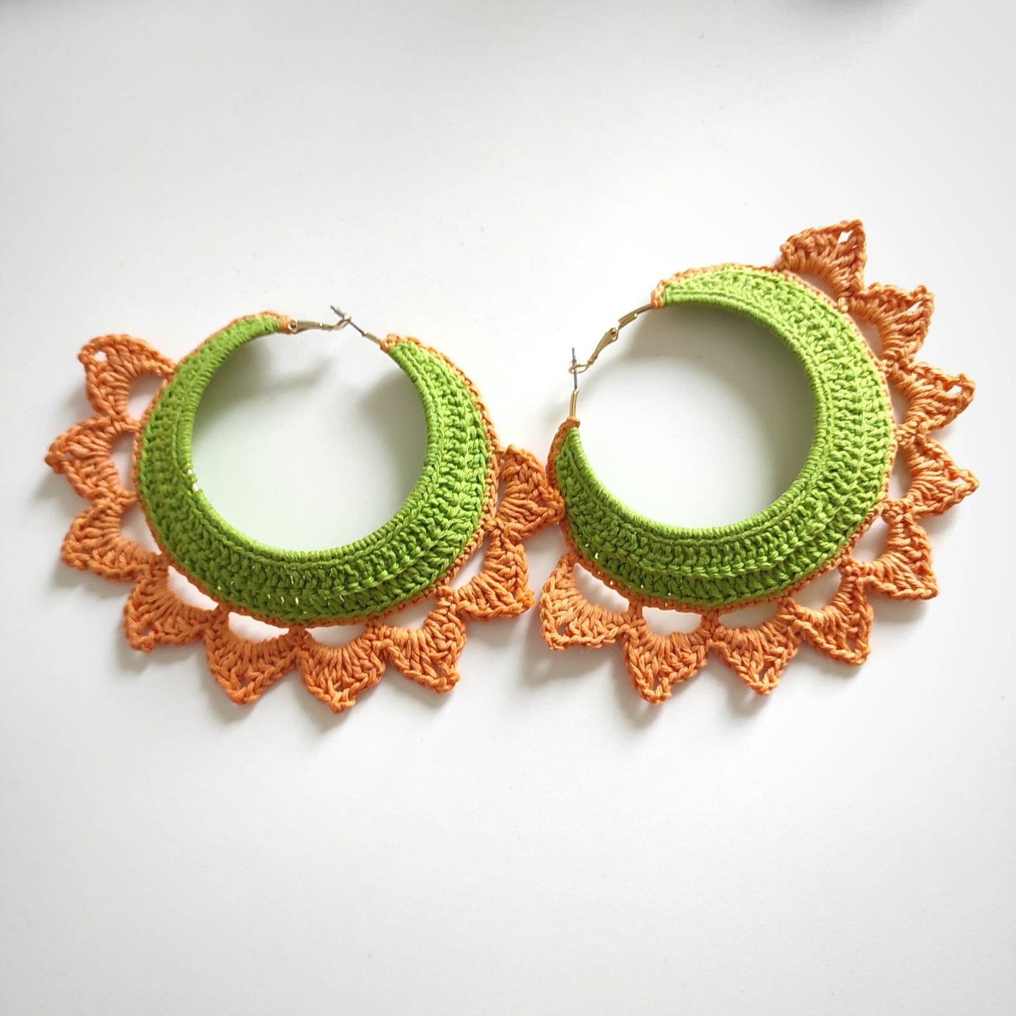 Orange green large hoop earrings for woman Oversized African statement hoop earrings