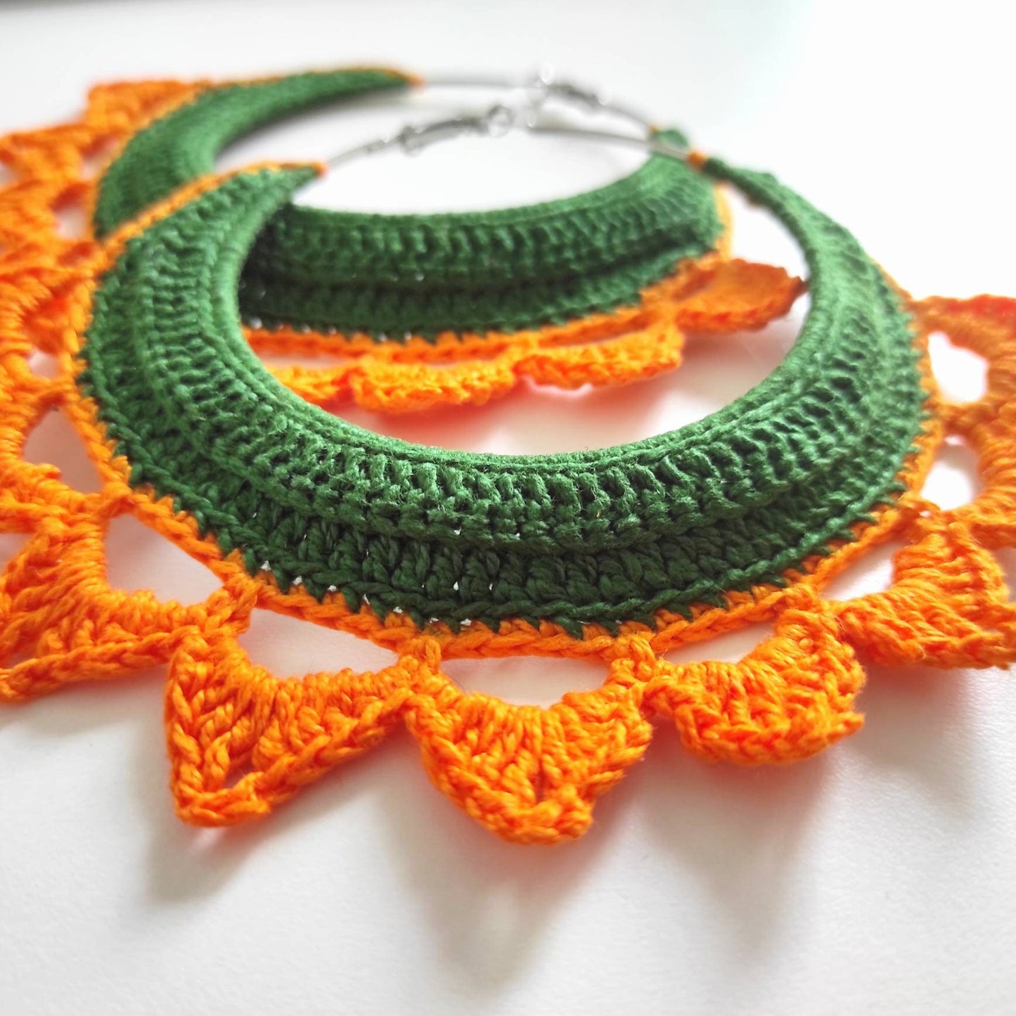 Green orange large hoop earrings Oversized statement Boho Earrings