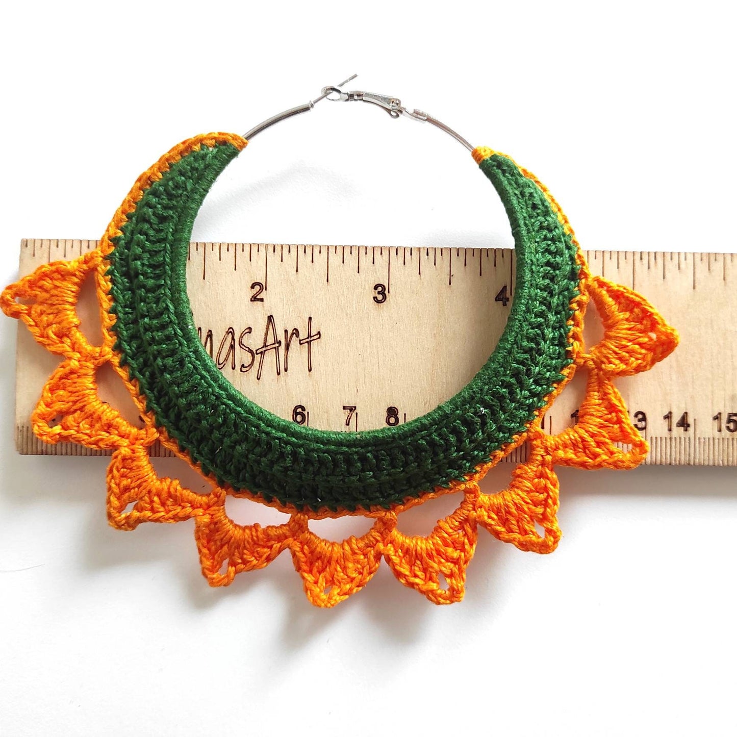 Green orange large hoop earrings Oversized statement Boho Earrings