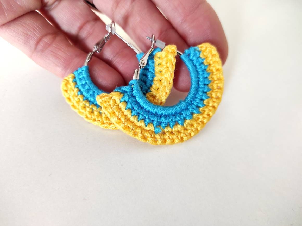 Yellow blue earrings Ukrainian flag colors earrings Blue yellow Ukrainian jewelry