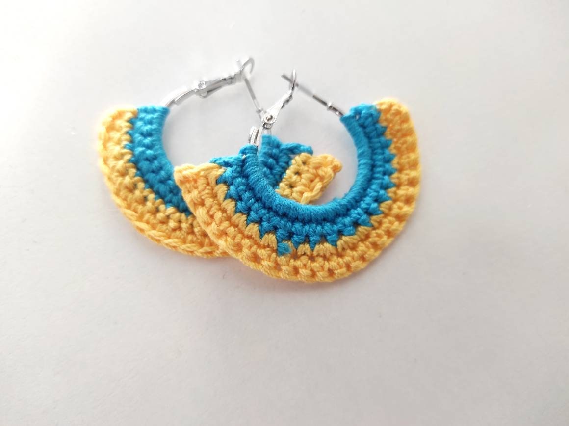 Yellow blue earrings Ukrainian flag colors earrings Blue yellow Ukrainian jewelry