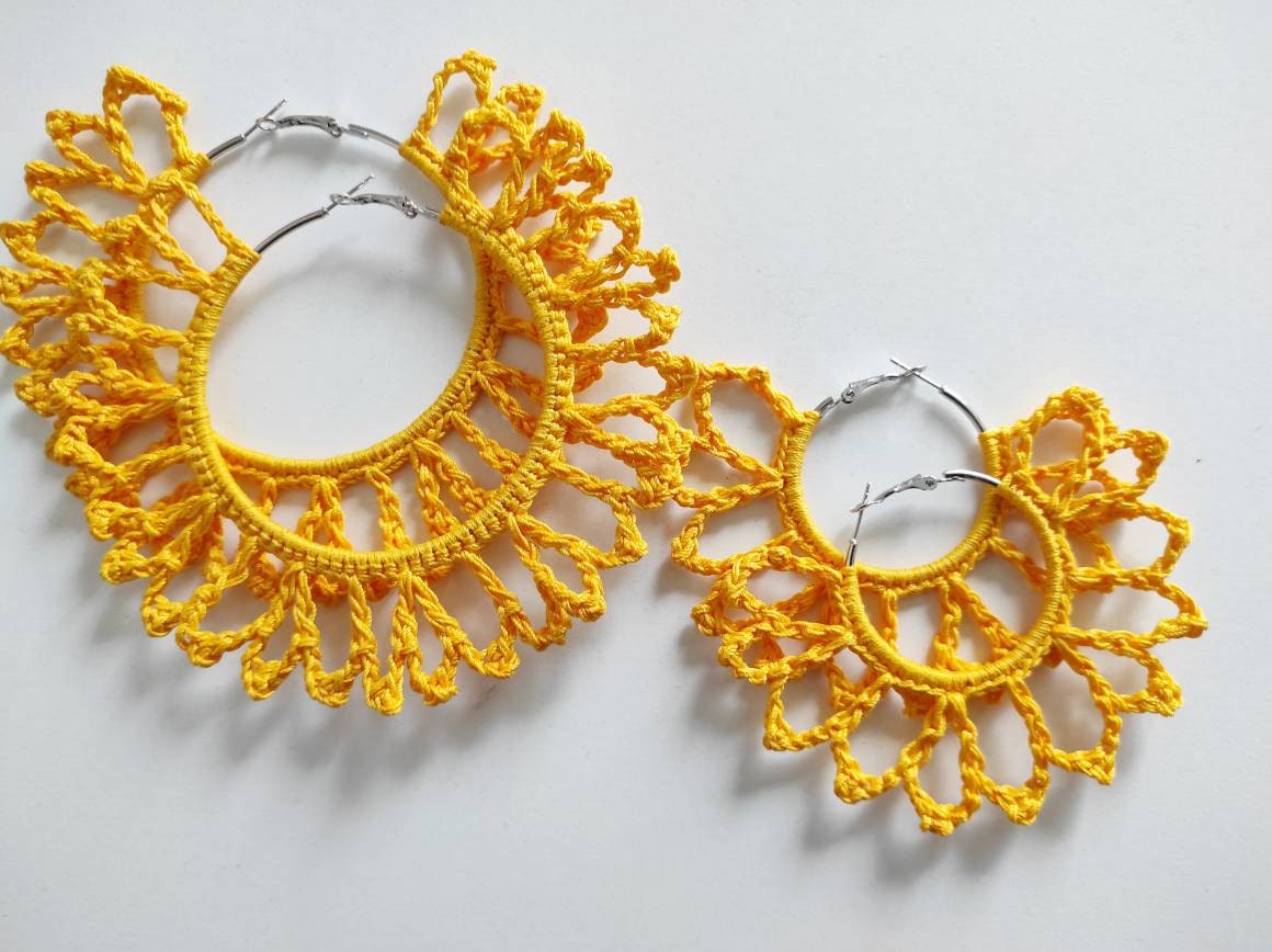 Yellow large hoop earrings for woman Oversized huge African earrings Large earrings for woman